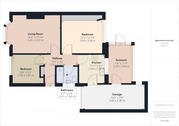 Floor Plan for 2 Bedroom Bungalow for Sale in Havant Gardens, Newcastle upon Tyne, Tyne and Wear, NE13, NE13, 6AW - Offers in Excess of &pound200,000