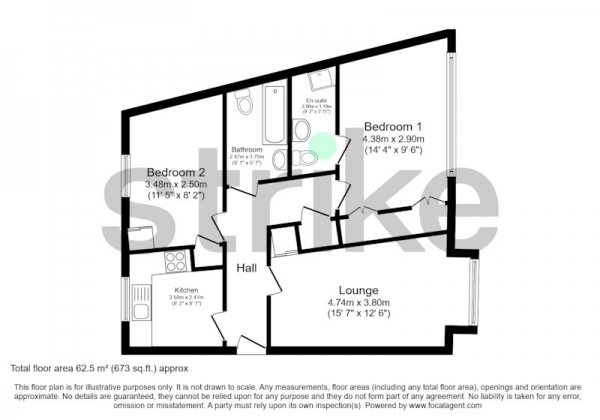 Floor Plan for 2 Bedroom Flat for Sale in Montvale Gardens, Leicester, Leicester, LE4, LE4, 0BL -  &pound149,950