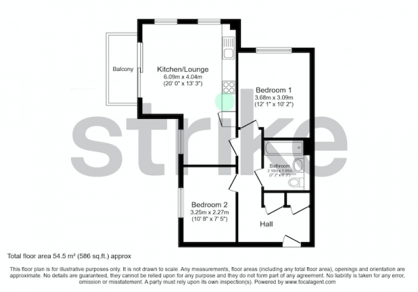 Floor Plan Image for 2 Bedroom Flat for Sale in Medhurst Drive, Bromley, London, BR1