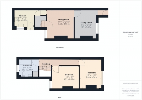 Floor Plan Image for 2 Bedroom Terraced House for Sale in Doe Quarry Terrace, Sheffield, South Yorkshire, S25