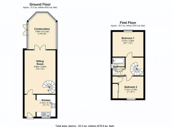 Floor Plan Image for 2 Bedroom Terraced House for Sale in Ashgrove, Bath, Somerset, BA2