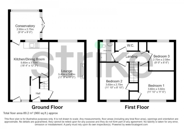 Floor Plan Image for 3 Bedroom Terraced House for Sale in Silver Birch Road, Cannock, Staffordshire, WS11