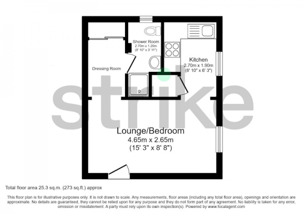 Floor Plan Image for 1 Bedroom Flat for Sale in Norbrek, Milton Keynes, Buckinghamshire, MK8