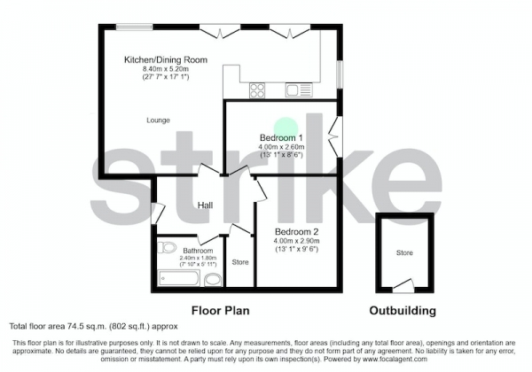 Floor Plan Image for 2 Bedroom Flat for Sale in Holcombe Road, Rossendale, Lancashire, BB4