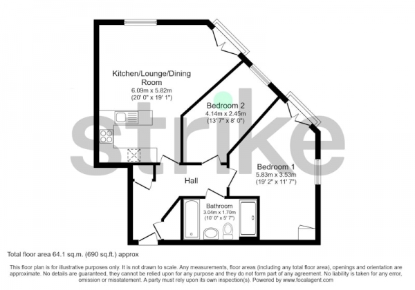 Floor Plan Image for 2 Bedroom Flat for Sale in Friars Way, Liverpool, Merseyside, L14