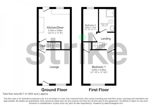 Floor Plan Image for 2 Bedroom Terraced House for Sale in Psalters Lane, Rotherham, South Yorkshire, S61