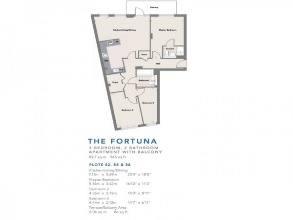 Floor Plan Image for 3 Bedroom Flat for Sale in Guthridge Close, London, London, E14