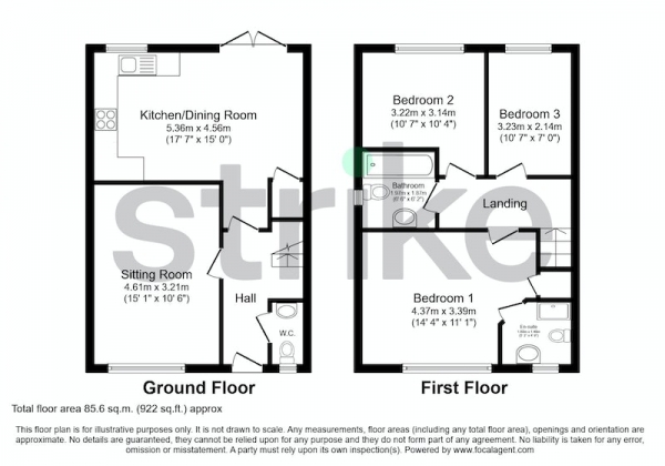 Floor Plan for 3 Bedroom Semi-Detached House for Sale in The Spires, Hereford, Herefordshire, HR4, HR4, 8FJ - Offers in Excess of &pound270,000