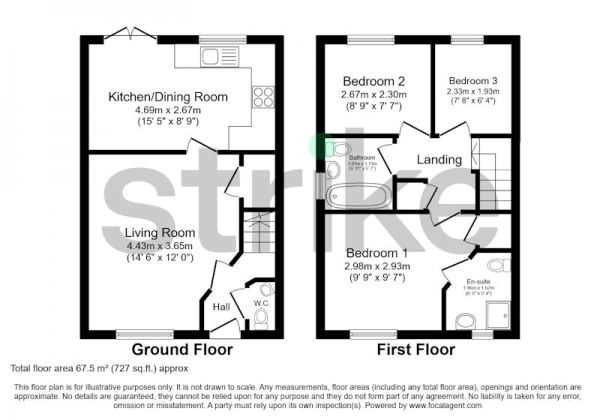 Floor Plan Image for 3 Bedroom Semi-Detached House for Sale in Hawk Road, Dewsbury, West Yorkshire, WF12