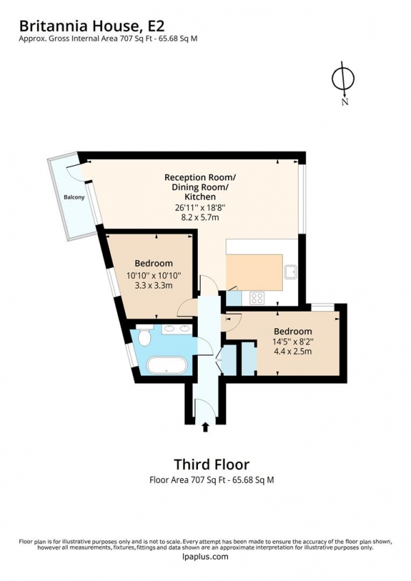 Floor Plan Image for 2 Bedroom Flat for Sale in Britannia House, Digby Street, London, E2