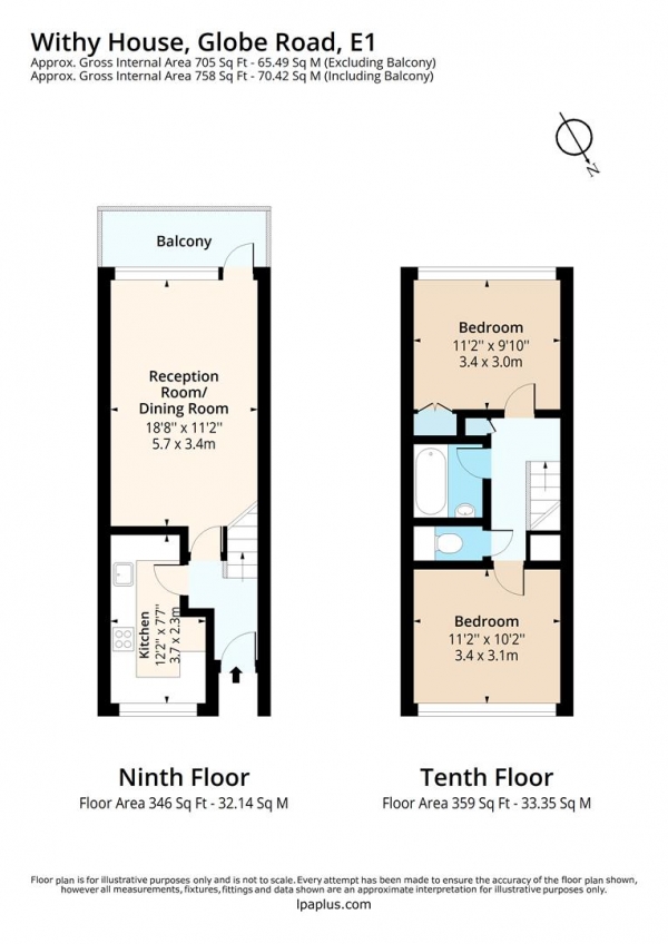 Floor Plan Image for 2 Bedroom Flat for Sale in Withy House, Globe Road, London,  E1