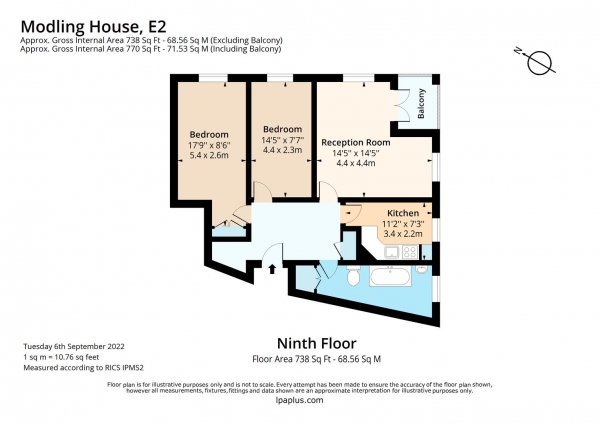 Floor Plan Image for 2 Bedroom Flat for Sale in Modling House, Mace Street, London, E2