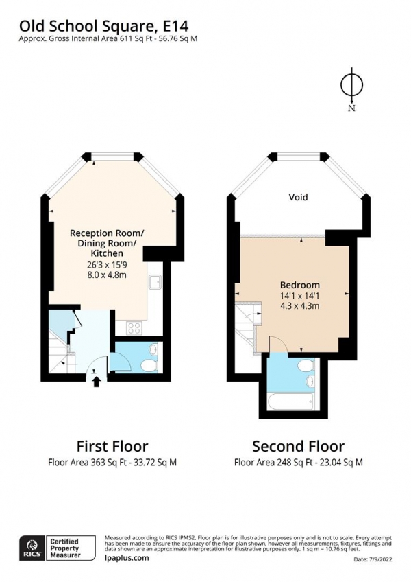 Floor Plan Image for 1 Bedroom Flat for Sale in Old School Square, London, E14