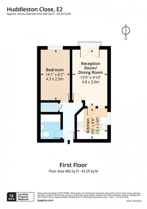 Floor Plan Image for 1 Bedroom Flat for Sale in Huddleston Close, London