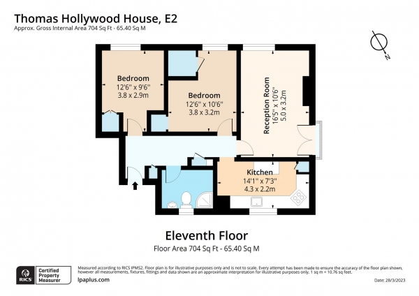 Floor Plan Image for 2 Bedroom Flat for Sale in Thomas Hollywood House, Approach Road, London