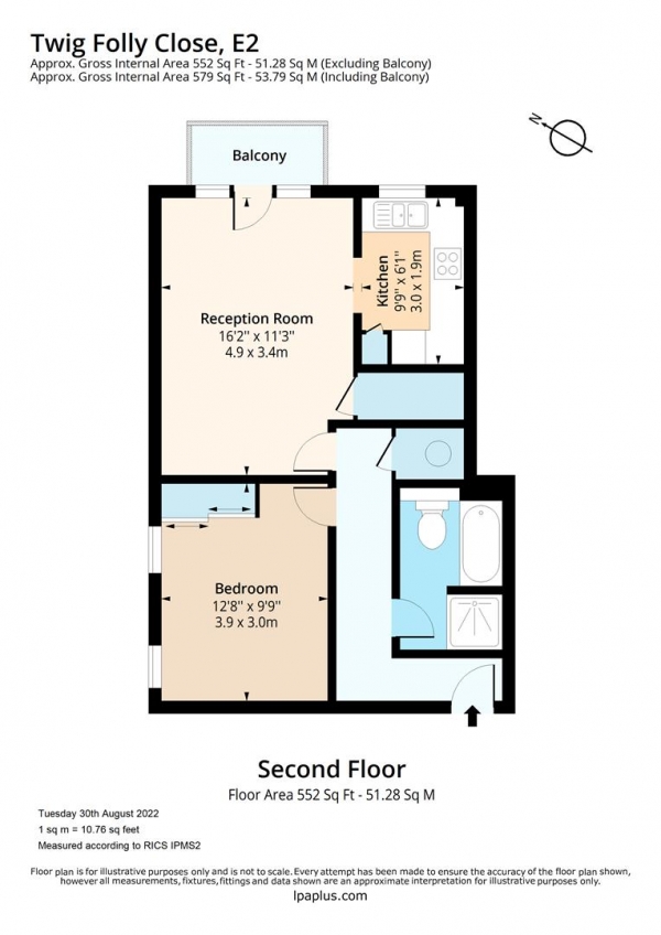 Floor Plan Image for 1 Bedroom Flat for Sale in Twig Folly Close, London,