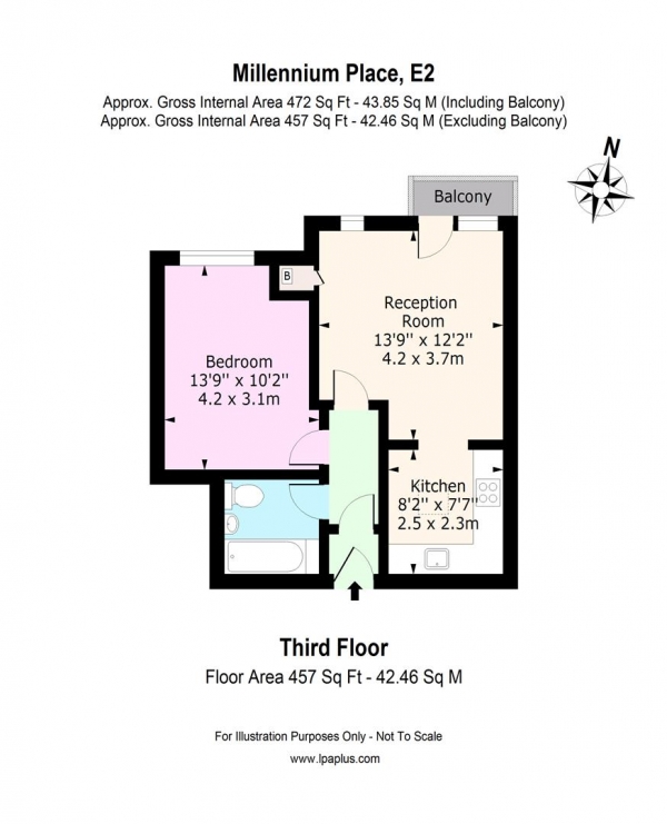 Floor Plan Image for 1 Bedroom Flat for Sale in Millennium Place, London