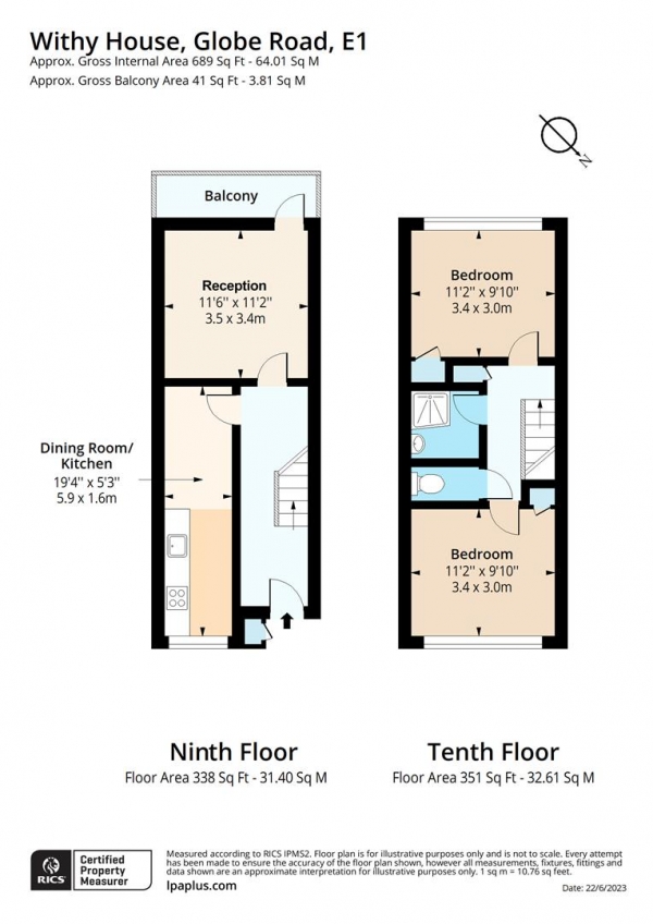 Floor Plan Image for 2 Bedroom Flat for Sale in Withy House, Globe Road, London