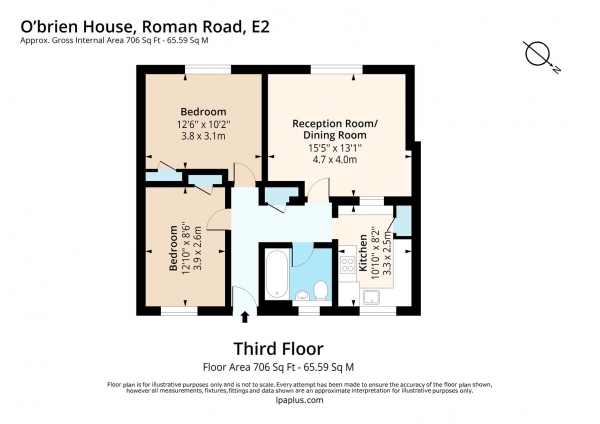 Floor Plan Image for 2 Bedroom Flat for Sale in O'Brien House, Roman Road, London