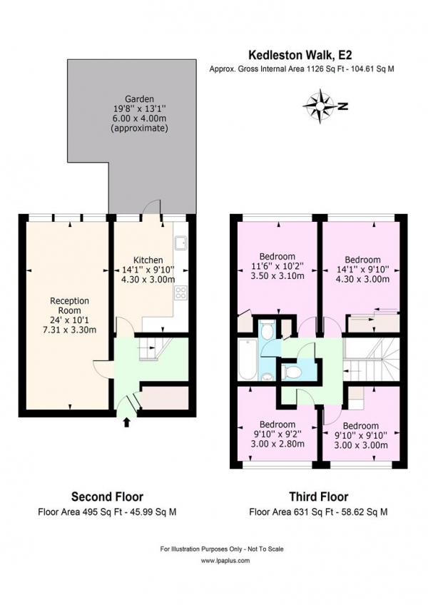 Floor Plan for 4 Bedroom Flat to Rent in Kedleston Walk, London, E2, 9RP - £877 pw | £3800 pcm