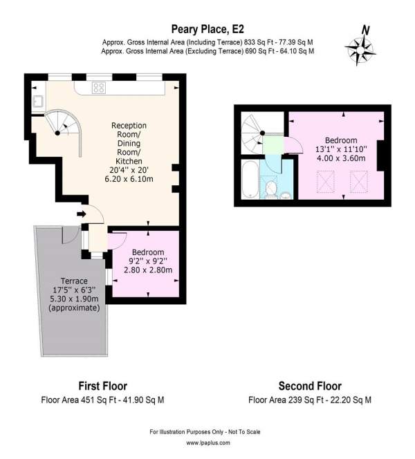 Floor Plan for 3 Bedroom Flat for Sale in Peary Place, London, E2, 0QW -  &pound1,250,000