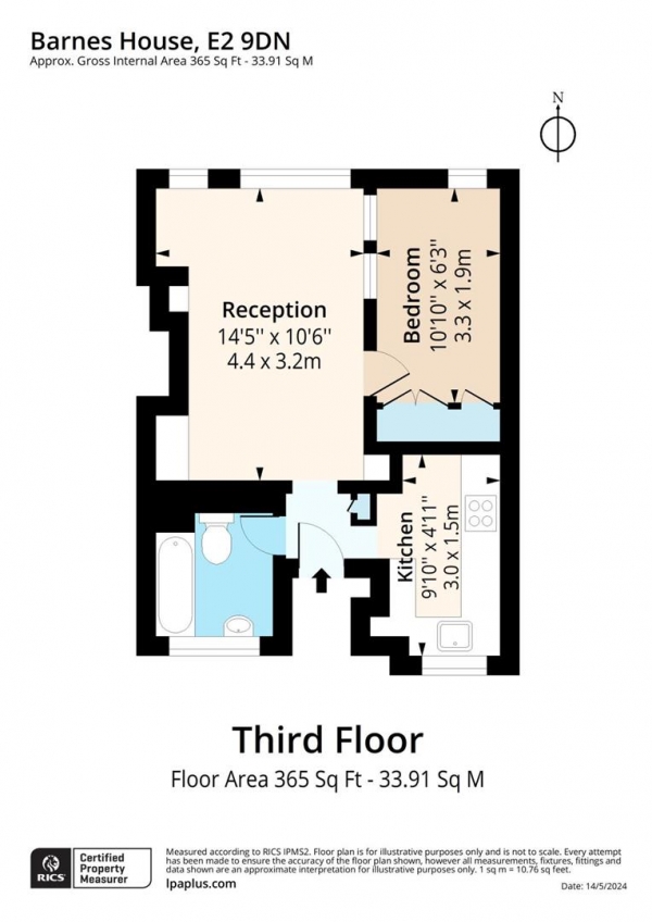 Floor Plan Image for Studio Flat for Sale in Barnes House, Wadeson Street, London