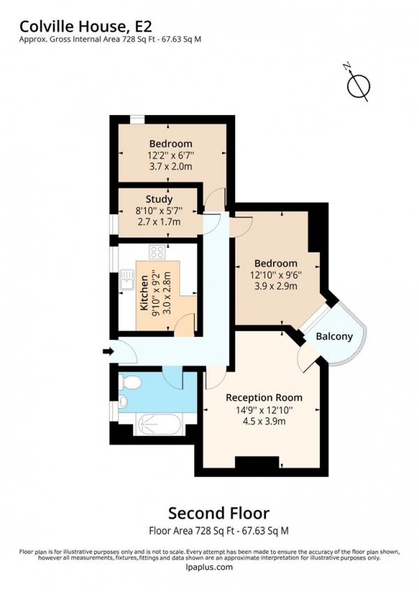 Floor Plan Image for 2 Bedroom Flat for Sale in Colville House, Waterloo Gardens, London