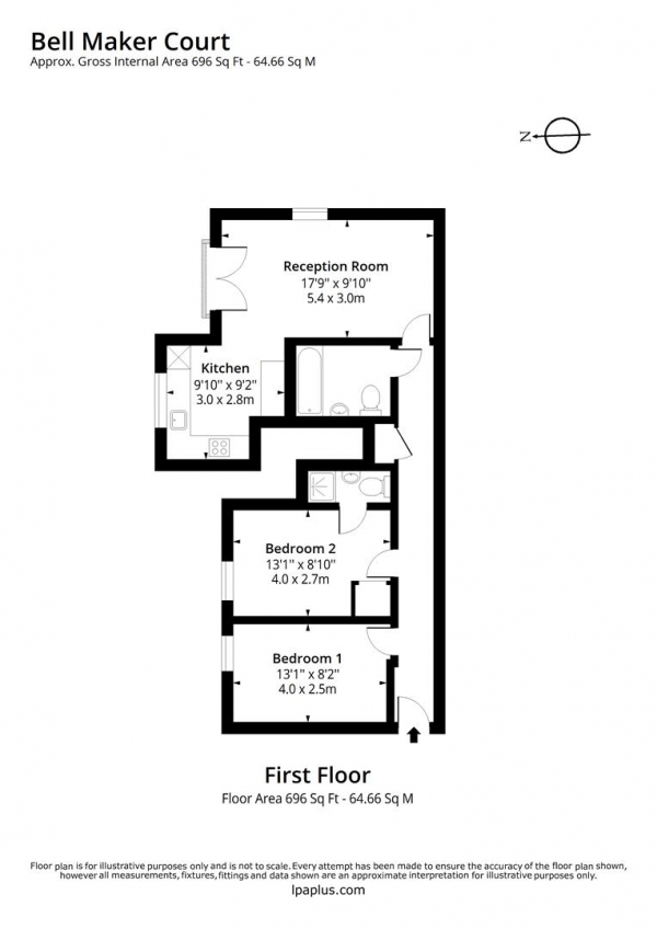 Floor Plan Image for 2 Bedroom Flat for Sale in Bell Maker Court, St Pauls Way, London