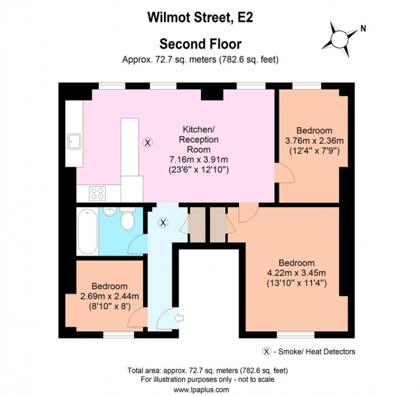 Floor Plan Image for 3 Bedroom Flat for Sale in Wilmot Street, London