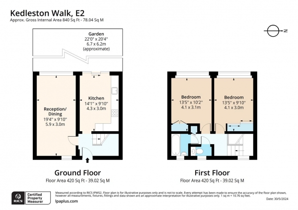 Floor Plan Image for 2 Bedroom Maisonette for Sale in Kedleston Walk, London