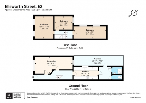 Floor Plan for 3 Bedroom Terraced House for Sale in Ellsworth Street, London, E2, 0AX - Guide Price &pound735,000