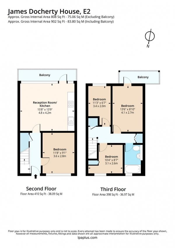 Floor Plan Image for 4 Bedroom Maisonette to Rent in James Docherty House, Patriot Square, London