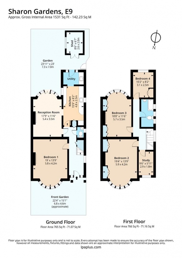 Floor Plan Image for 4 Bedroom Terraced House to Rent in Sharon Gardens, London