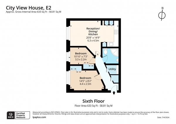 Floor Plan Image for 2 Bedroom Flat for Sale in City View House, Bethnal Green Road, London