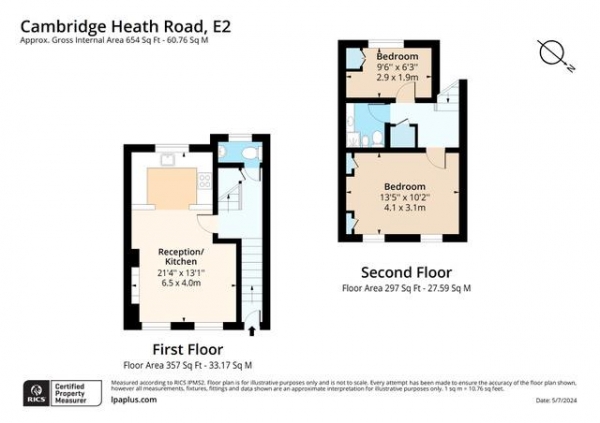 Floor Plan for 2 Bedroom Flat for Sale in Cambridge Heath Road, London, E2, 0EL - Guide Price &pound500,000