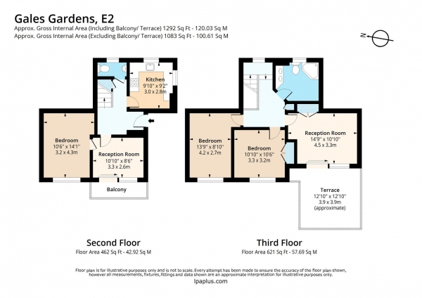 Floor Plan for 3 Bedroom Flat to Rent in Gales Gardens, London, E2, 0EJ - £750 pw | £3250 pcm