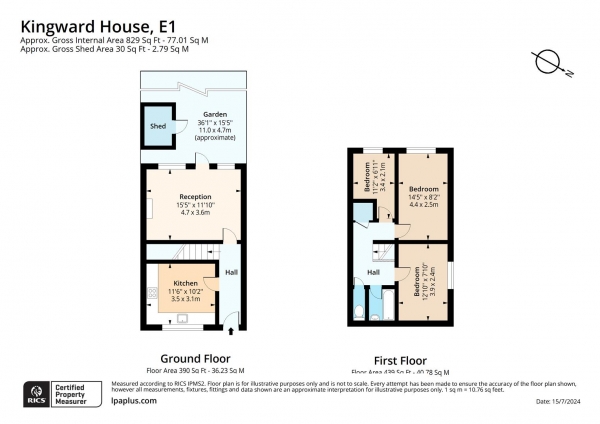 Floor Plan Image for 3 Bedroom Flat for Sale in Kingward House, Hanbury Street, London