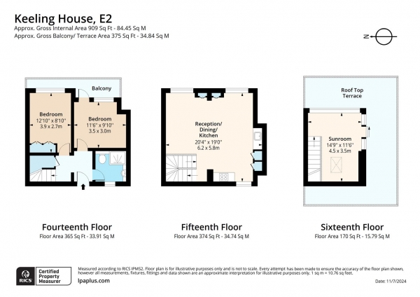 Floor Plan for 2 Bedroom Flat for Sale in Keeling House, Claredale Street, London, E2, 6PG -  &pound950,000