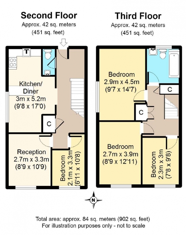 Floor Plan for 4 Bedroom Flat to Rent in Jeremy Bentham House, Pollard Street, London, E2, 6LZ - £750 pw | £3250 pcm