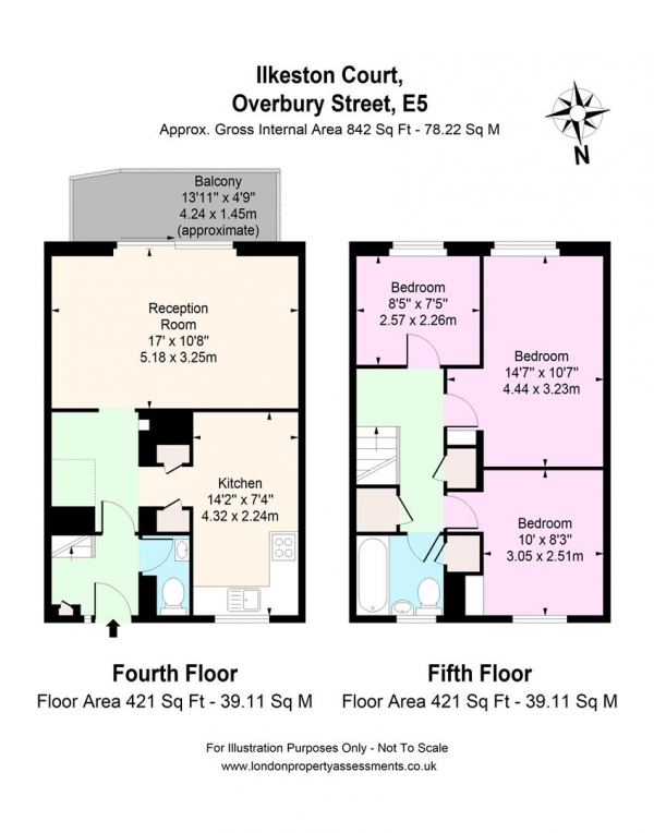 Floor Plan Image for 2 Bedroom Flat to Rent in Ilkeston Court, Overbury Street, London