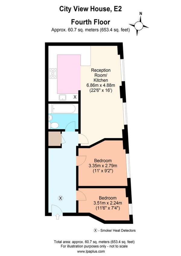 Floor Plan for 2 Bedroom Flat to Rent in City View House, Bethnal Green Road, London, E2, 9QY - £554 pw | £2400 pcm