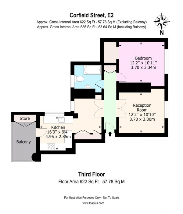 Floor Plan Image for 1 Bedroom Flat to Rent in Corfield Street, London