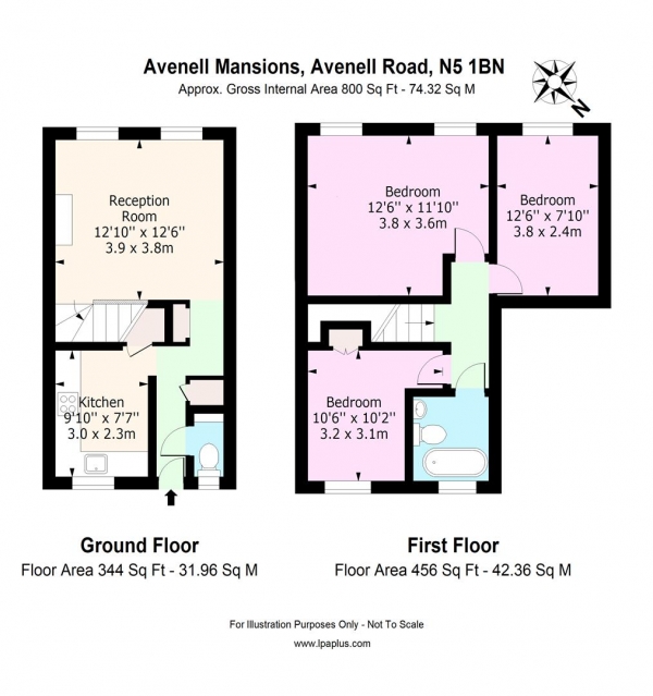 Floor Plan for 3 Bedroom Flat to Rent in Avenell Mansions, Avenell Road, London, N5, 1BN - £738 pw | £3200 pcm