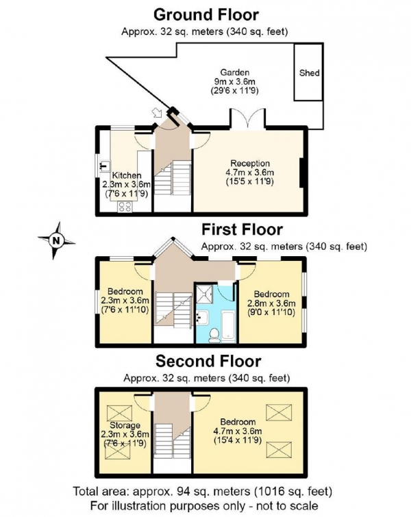 Floor Plan Image for 4 Bedroom Terraced House to Rent in Menotti Street, London