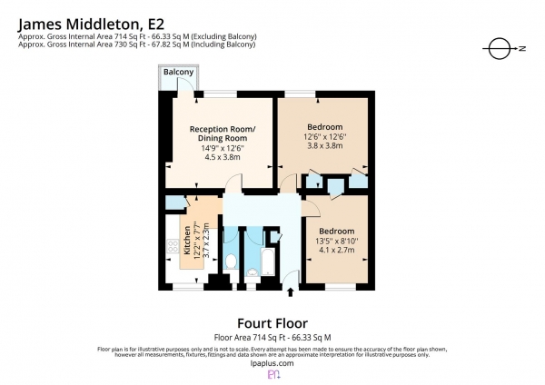 Floor Plan Image for 2 Bedroom Flat to Rent in James Middleton House, Middleton Street, London