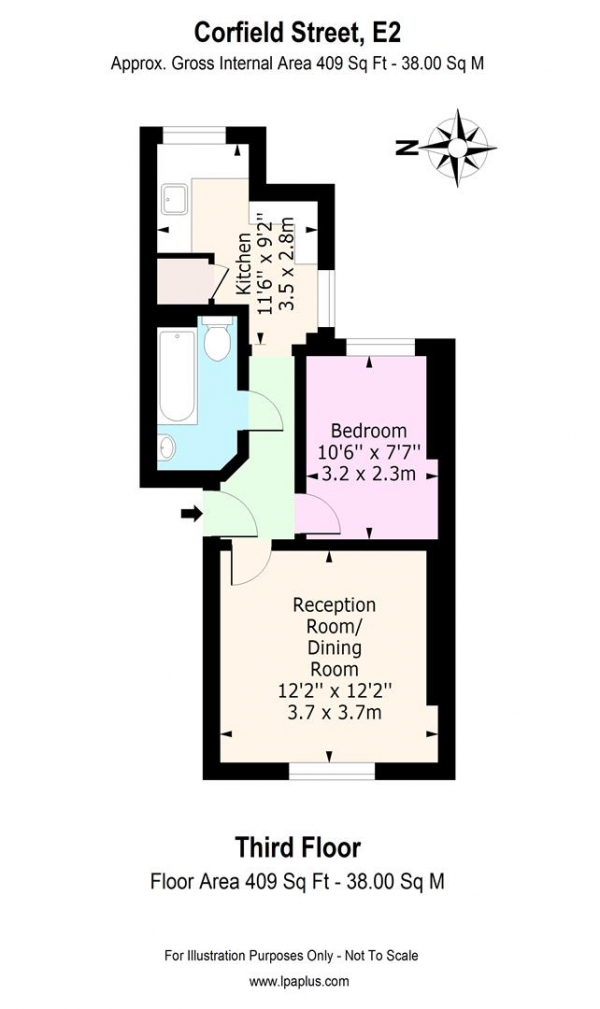 Floor Plan Image for 1 Bedroom Flat to Rent in Corfield Street, London