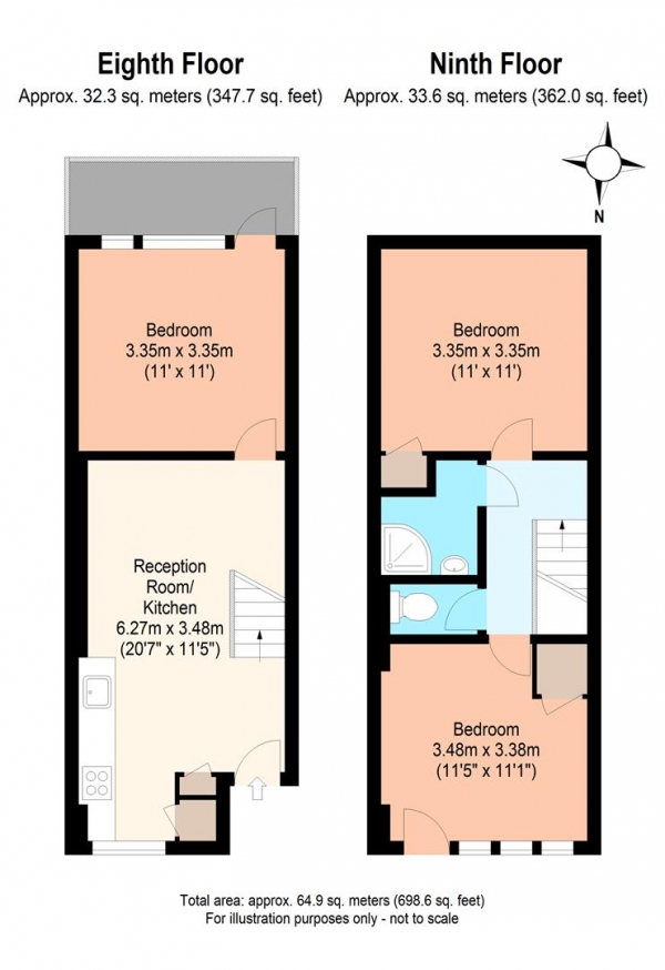 Floor Plan Image for 3 Bedroom Flat to Rent in Westhope House, Derbyshire Street, London