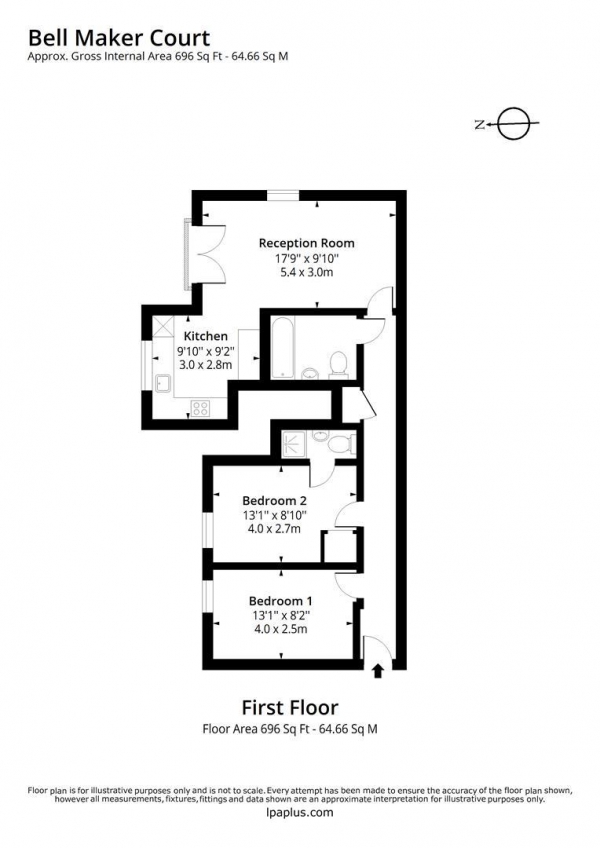 Floor Plan Image for 2 Bedroom Flat for Sale in Bellmaker Court, St. Pauls Way, London