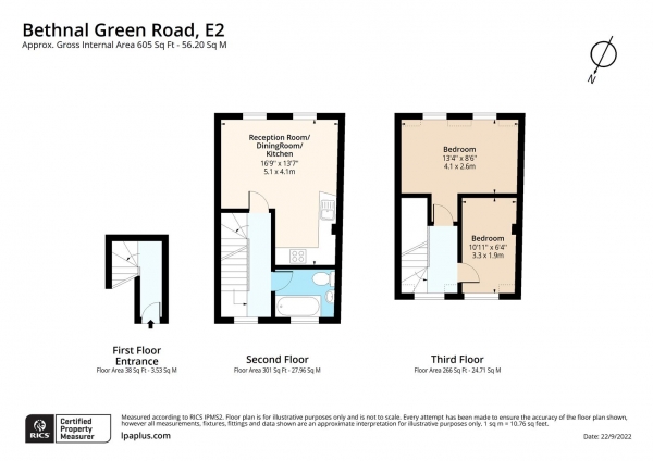 Floor Plan Image for 2 Bedroom Flat to Rent in Bethnal Green Road, London