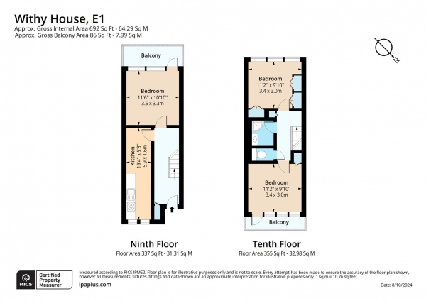 Floor Plan Image for 3 Bedroom Maisonette to Rent in Withy House, Globe Road, London